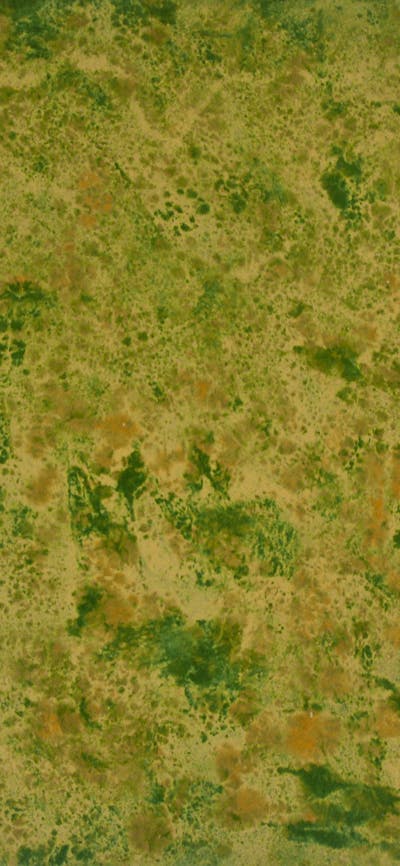 A mottled green brown and yellow print.
