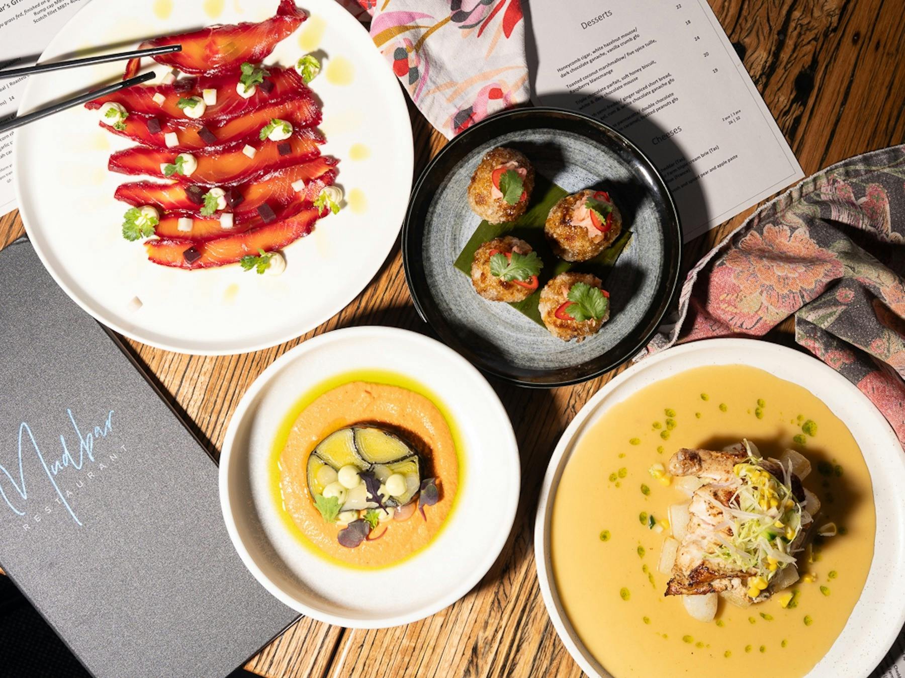 A selection of delicious new menu items to enjoy at Mudbar Restaurant