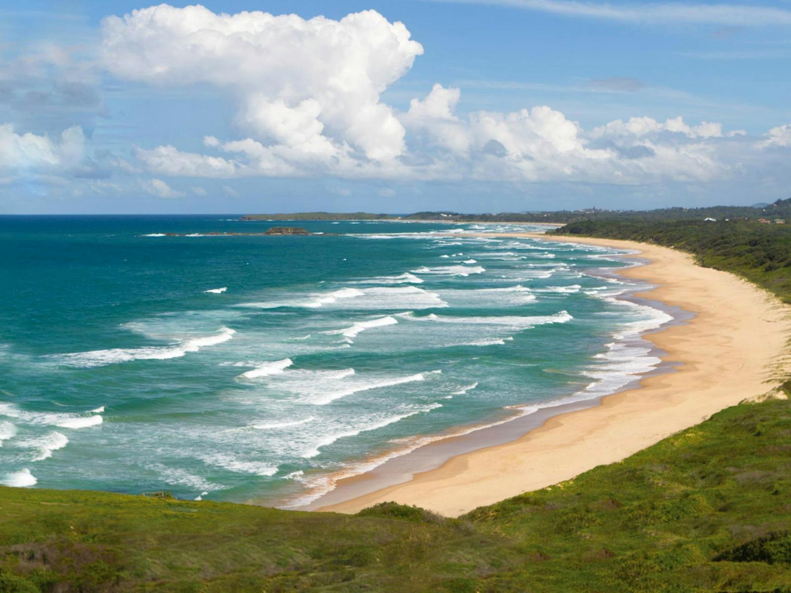 Der Blick von der Landzunge Woolgoolga entlang des Strandes. Foto: Rob Cleary