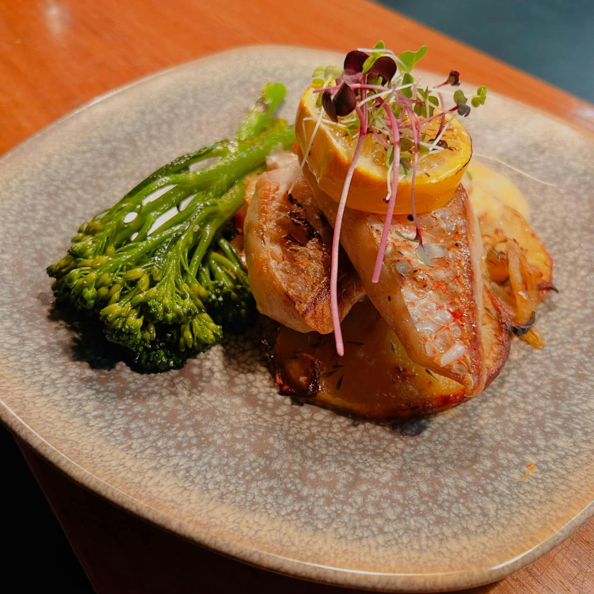 Dish plated with garnishes