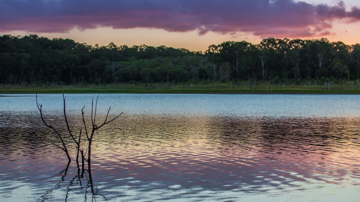 Sunset at Bullocky Rest reflected in Lake Samsonvale