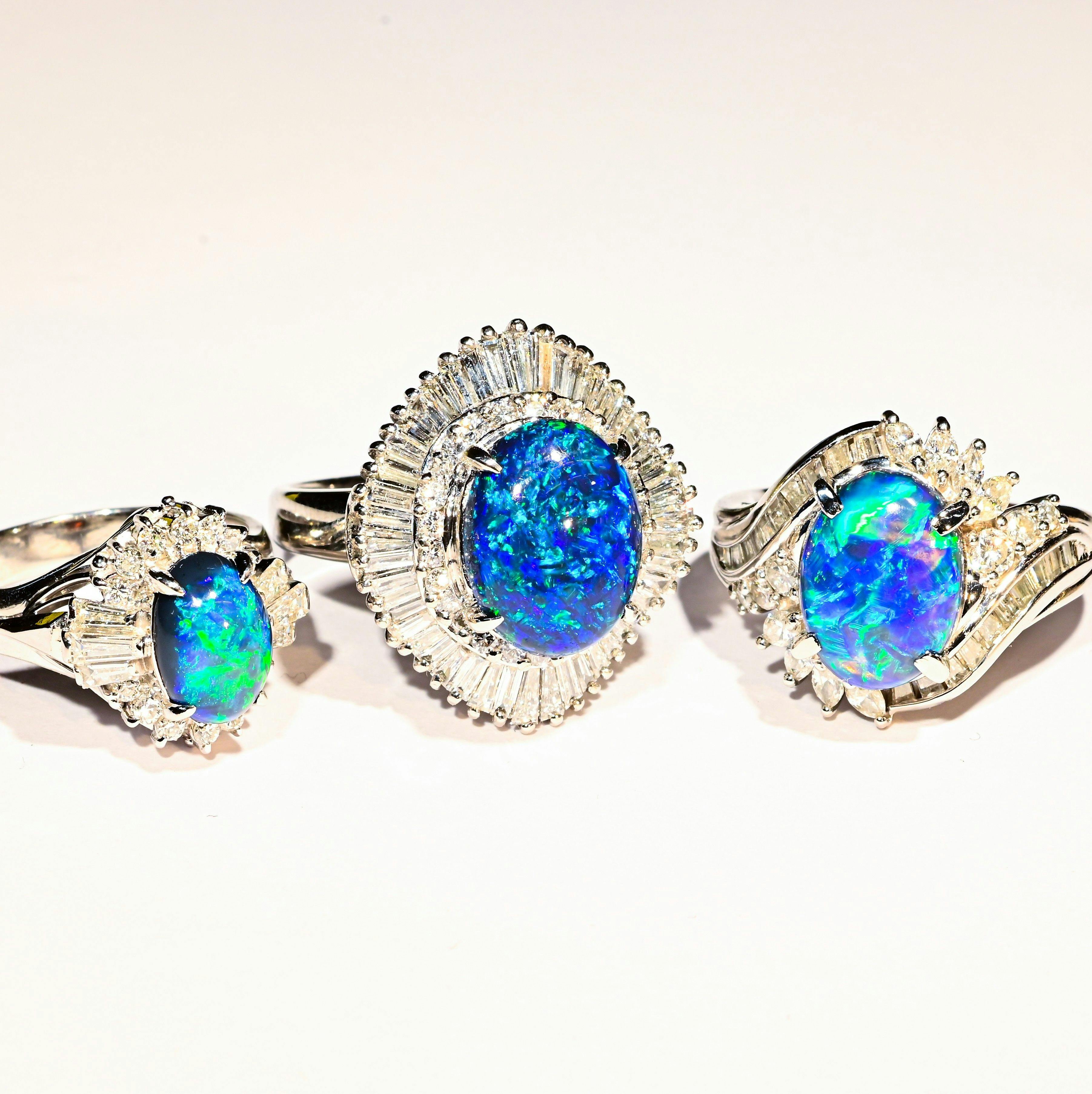 Black Opal Platinum Rings