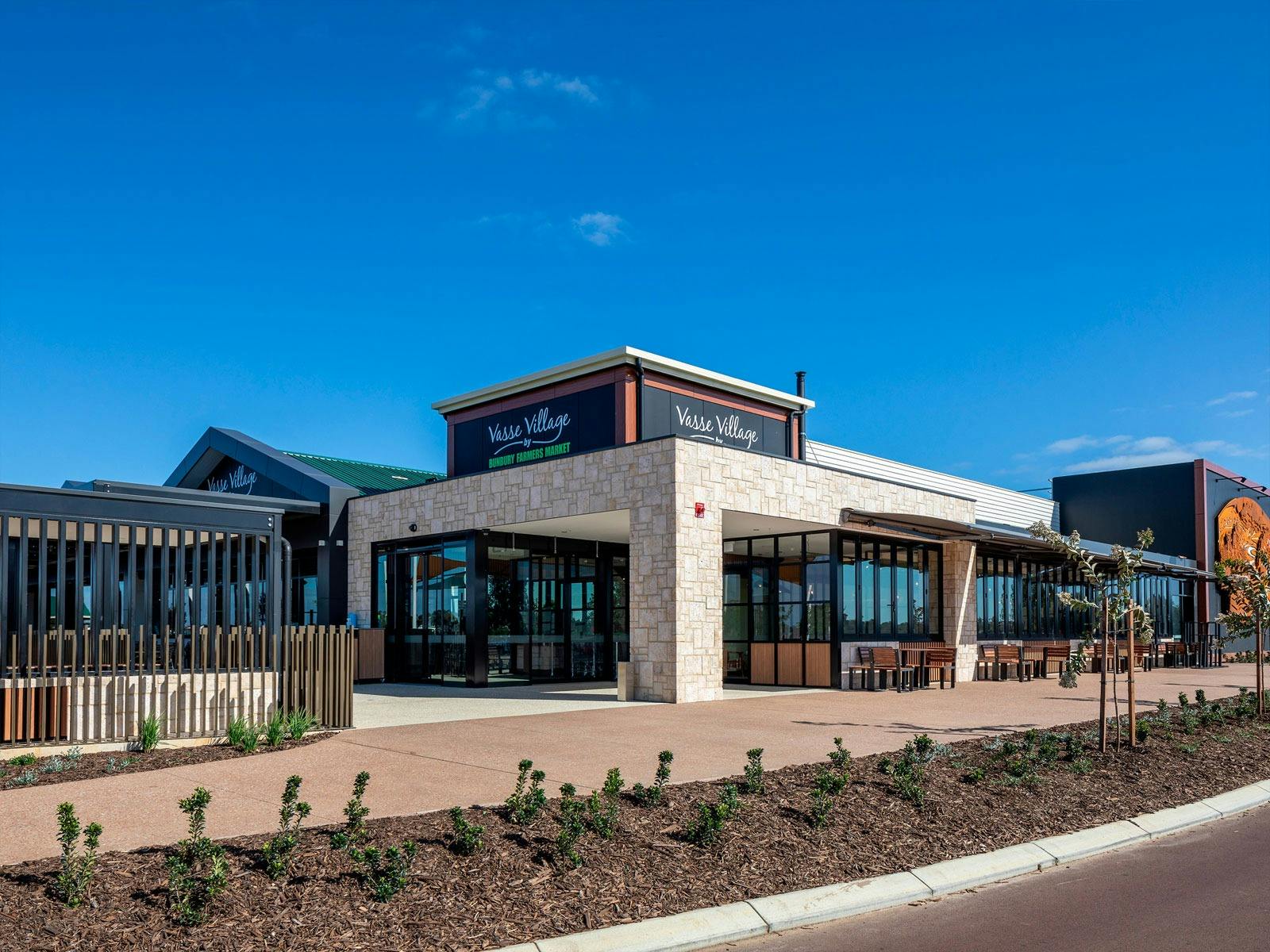 The Eastern entrance to Vasse Village by Bunbury Farmers Market