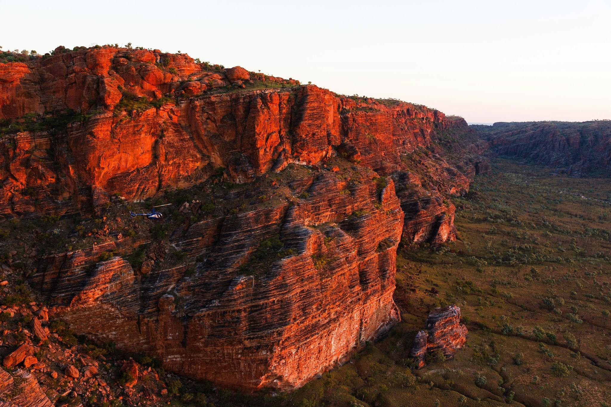Flying past the Western Wall, Purnululu National Park