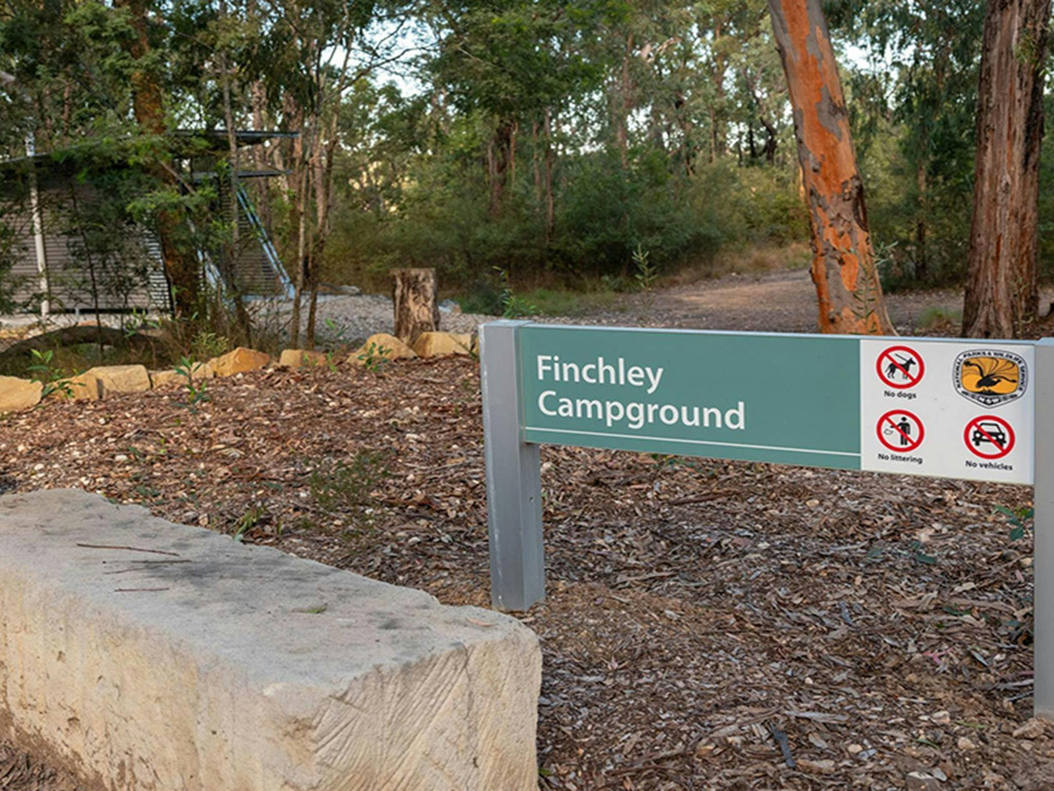 Signage showing visitor rules for Finchley campground in Yengo National Park. Credit: Allan Chawner