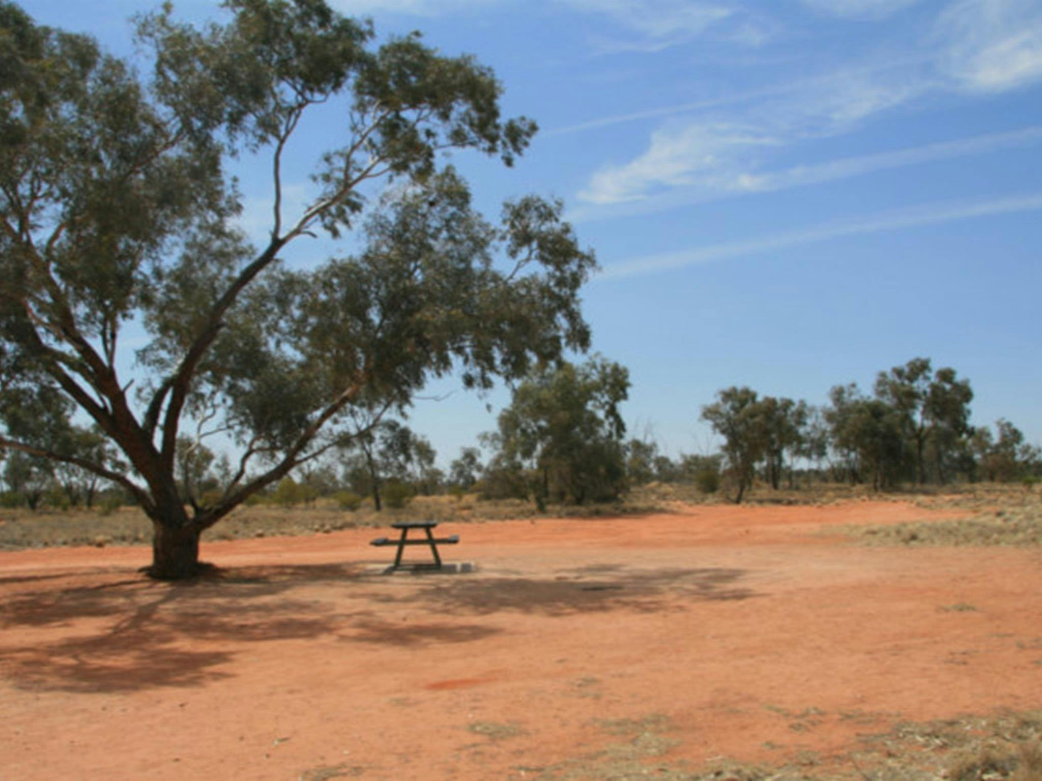 Picknicktisch auf dem Campingplatz Fort Grey im Sturt-Nationalpark. Foto: John Spencer, OEH