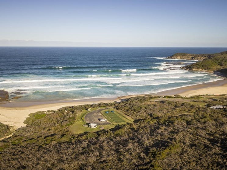 Aerial view of Frazer campground, Munmorah State Conservation Area. Photo: John Spencer/OEH