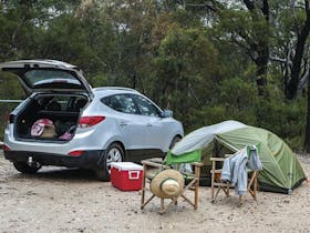 Car and camping set up at Gambells Rest campground. Photo: Michael Van Ewijk/OEH