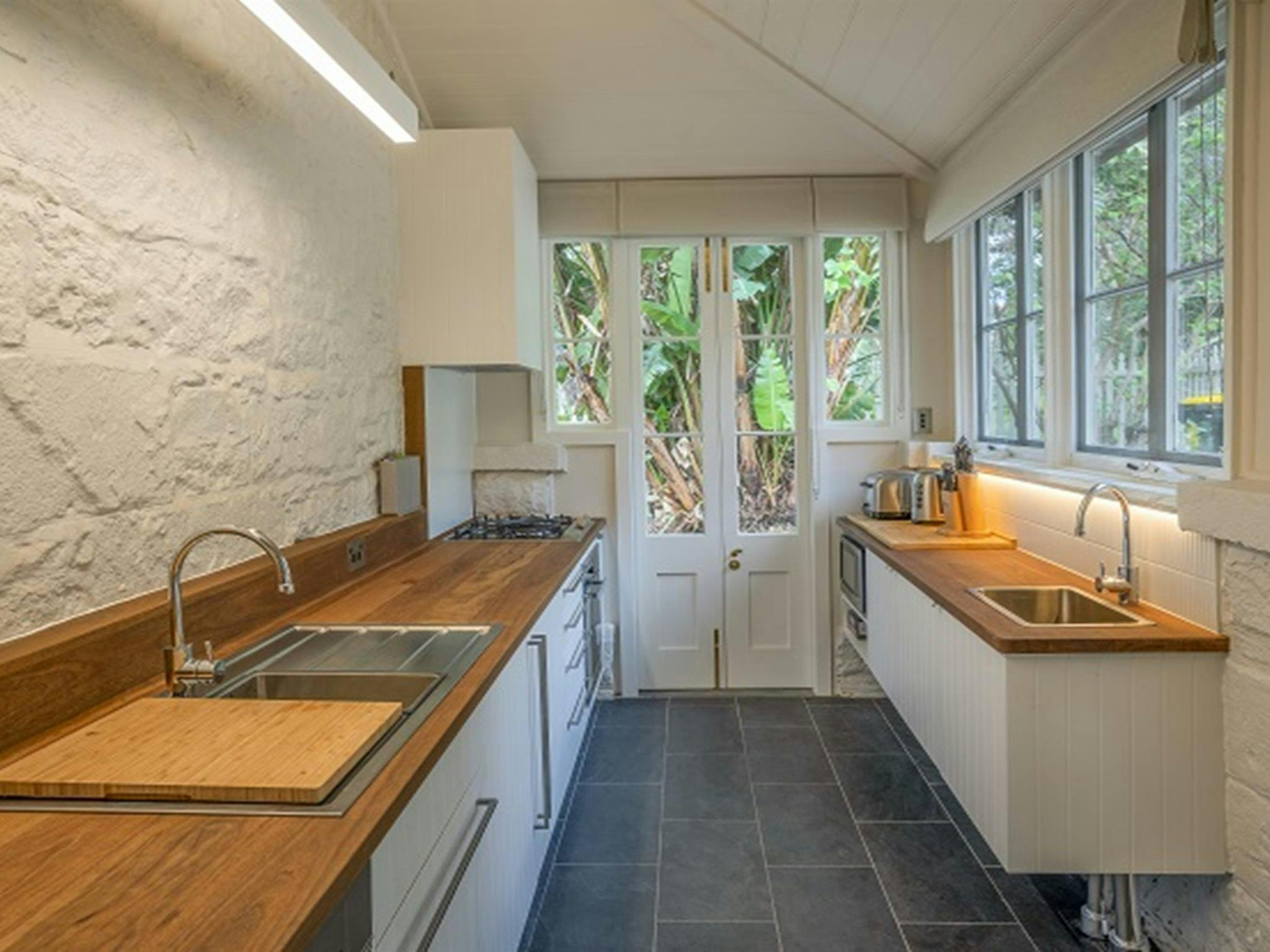 Gardeners Cottage kitchen, Sydney Harbour National Park. Photo: John Spencer/DPIE