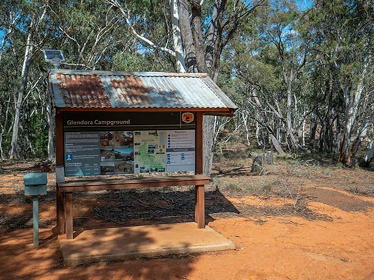 An interpretive sign at Glendora campground in Hill End Historic Site. Photo: John Spencer/OEH