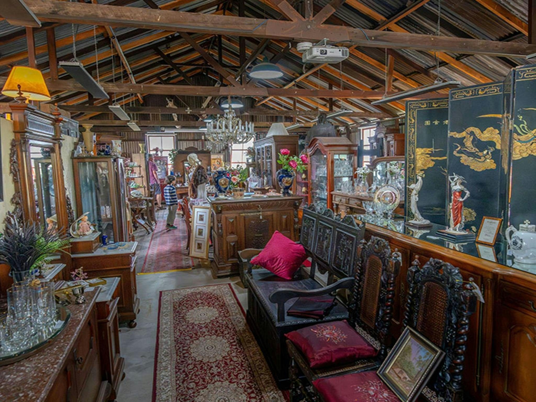 A large selection of antiques on display at Gold Rush Antiques in Hartley Historic Site. Credit: