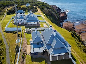 Aerial view of Green Cape Lightstation Keeper's Cottage in Ben Boyd National Park. Photo: N Cubbin/O