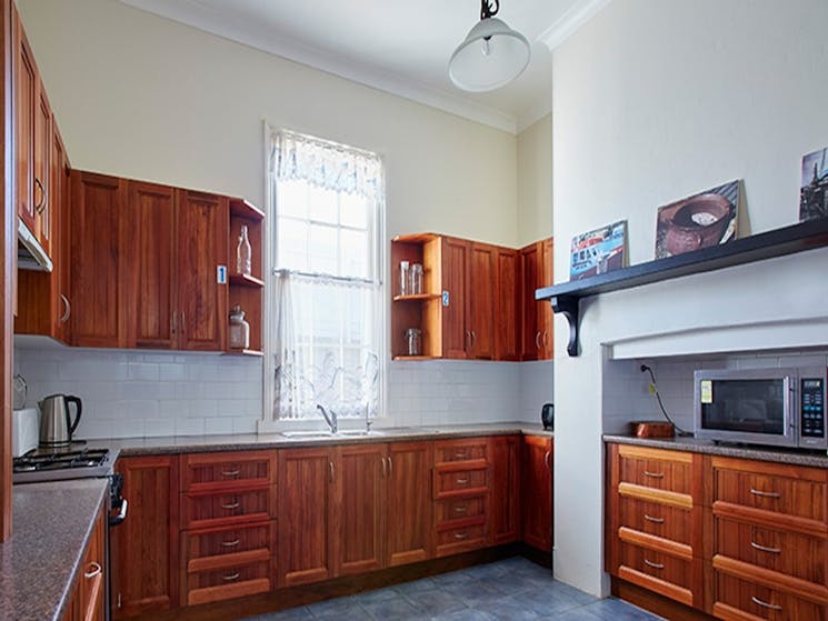 Kitchen shared by Green Cape cottages 2 and 3,  Ben Boyd National Park. Photo: Nick Cubbin/OEH