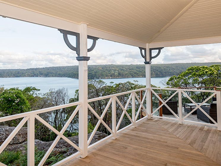 The view from the balcony at Hilltop Cottage, Royal National Park. Photo: John Spencer &copy; DPIE