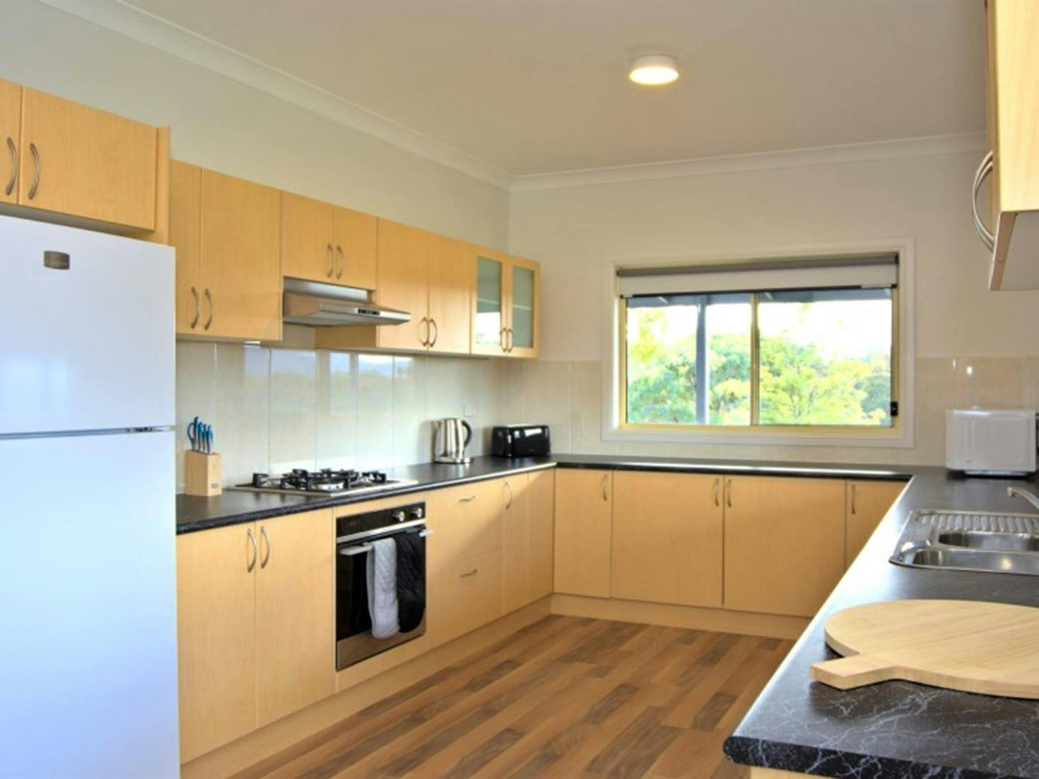 The fully-equipped kitchen in Honeyeater Homestead, Capertee National Park. Photo: Steve Garland