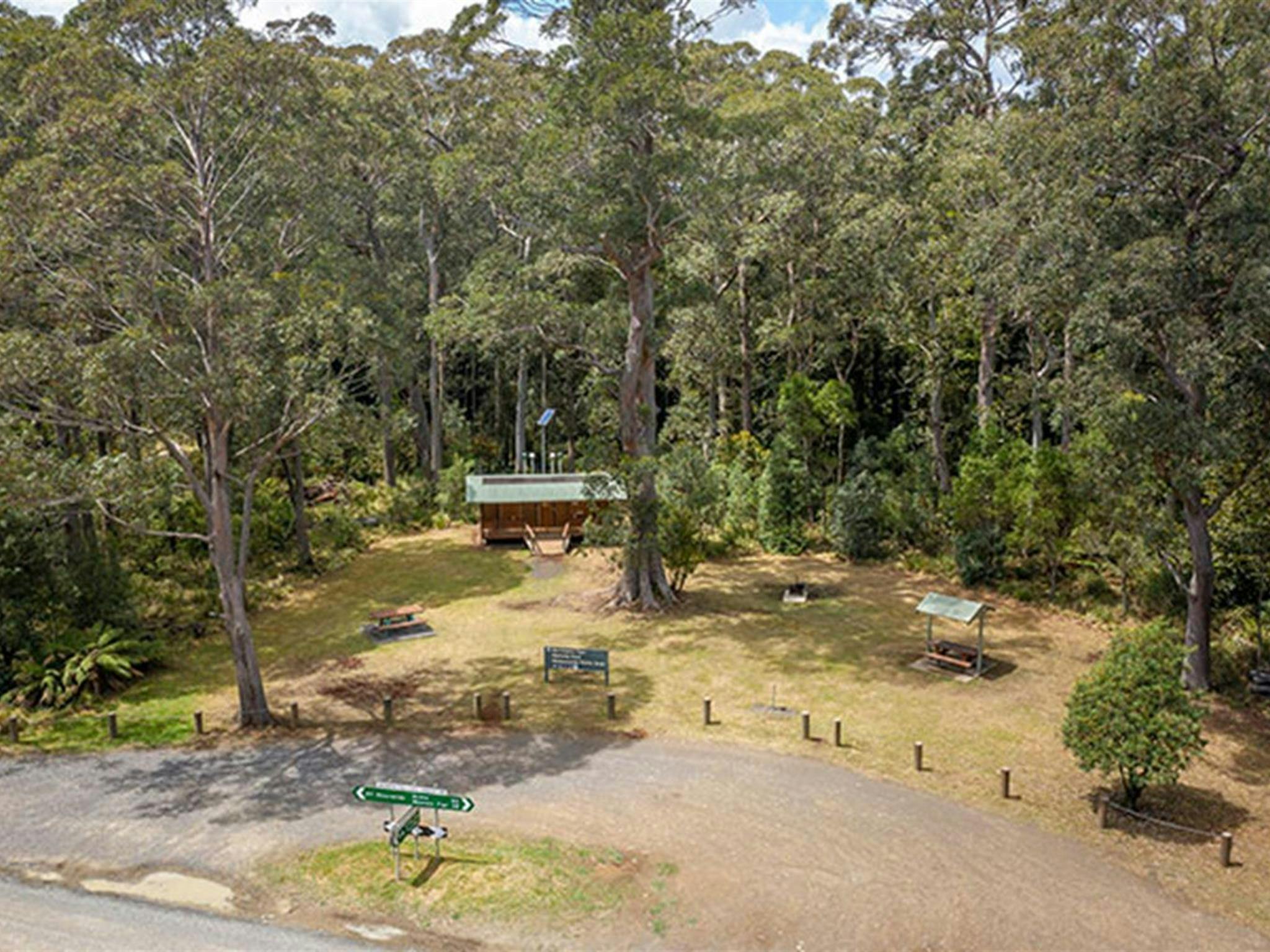 Aerial view of Honeysuckle picnic area in Barrington Tops National Park. Photo: John Spencer/DPIE