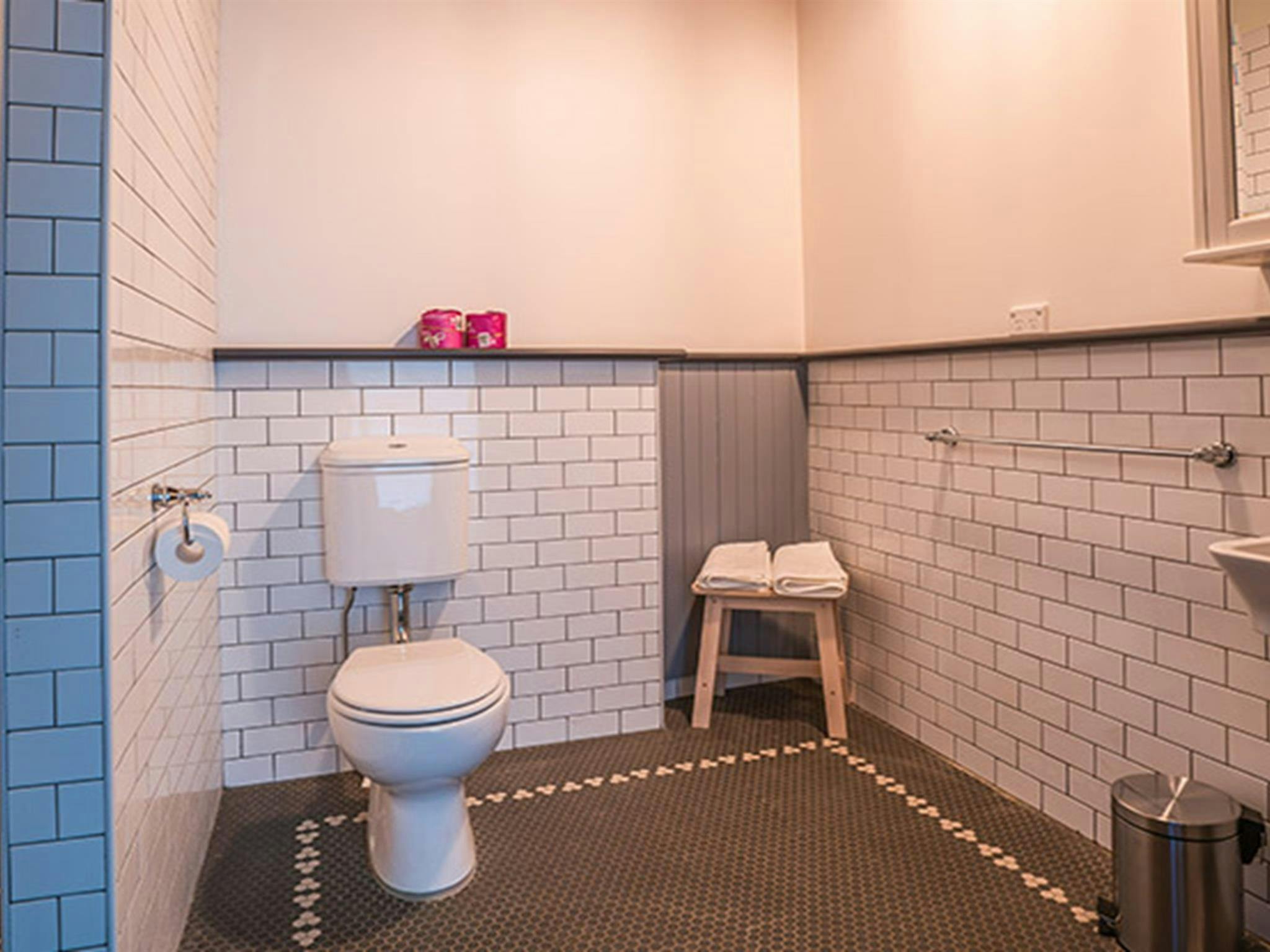Bathroom in Hosies accommodation, Hill End Historic Site. Photo: J Spencer/OEH