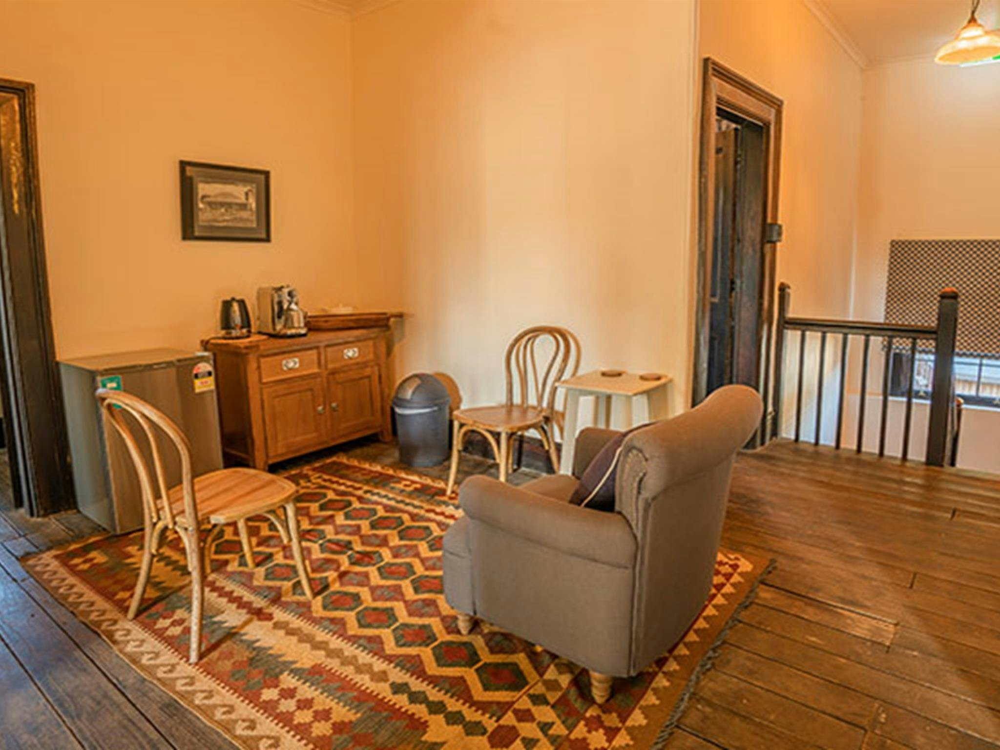 Small area with tea and coffee making facilities at Hosies, Hill End Historic Site. Photo: J