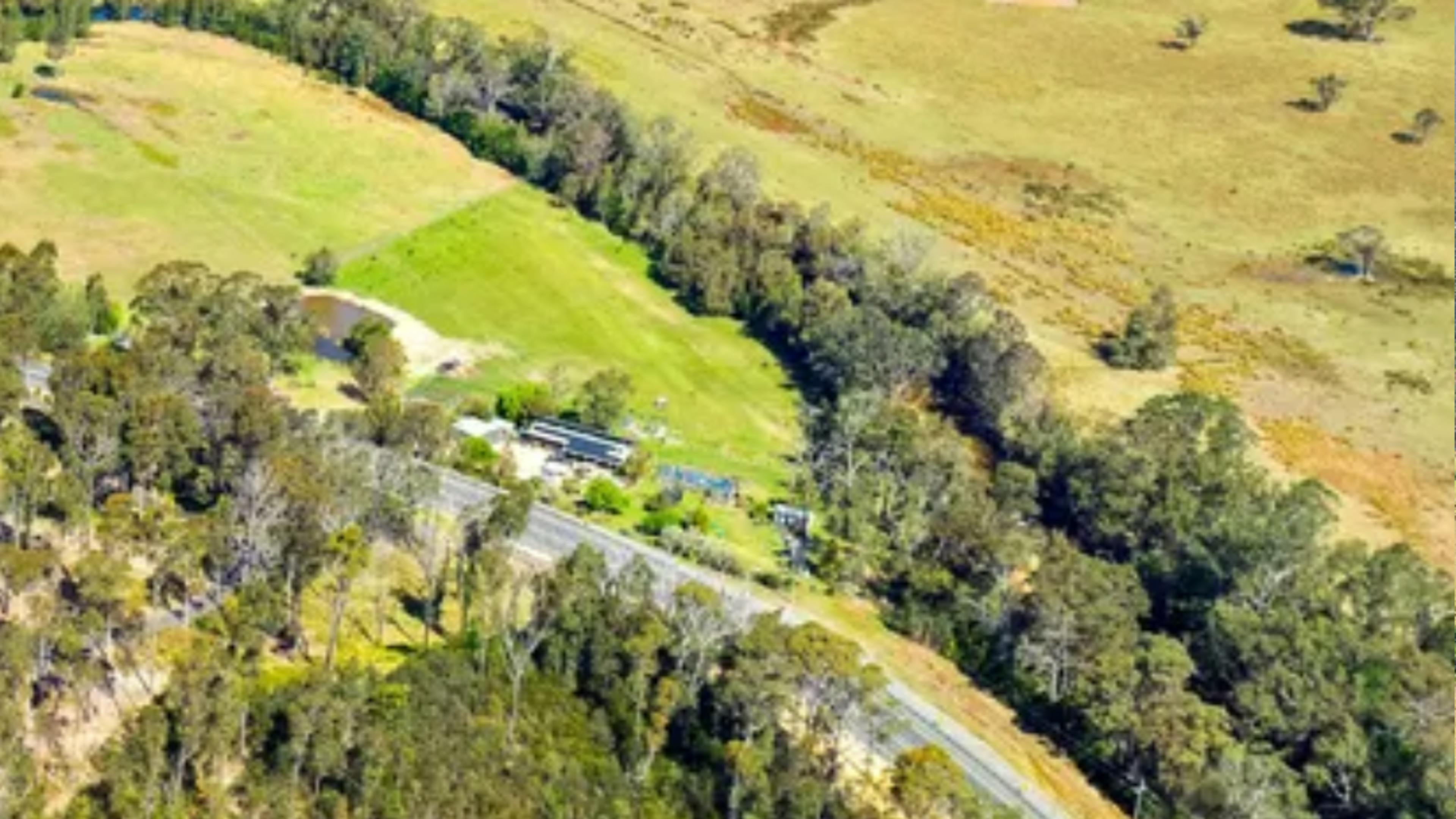 Aerial view of our property (green grassed area).