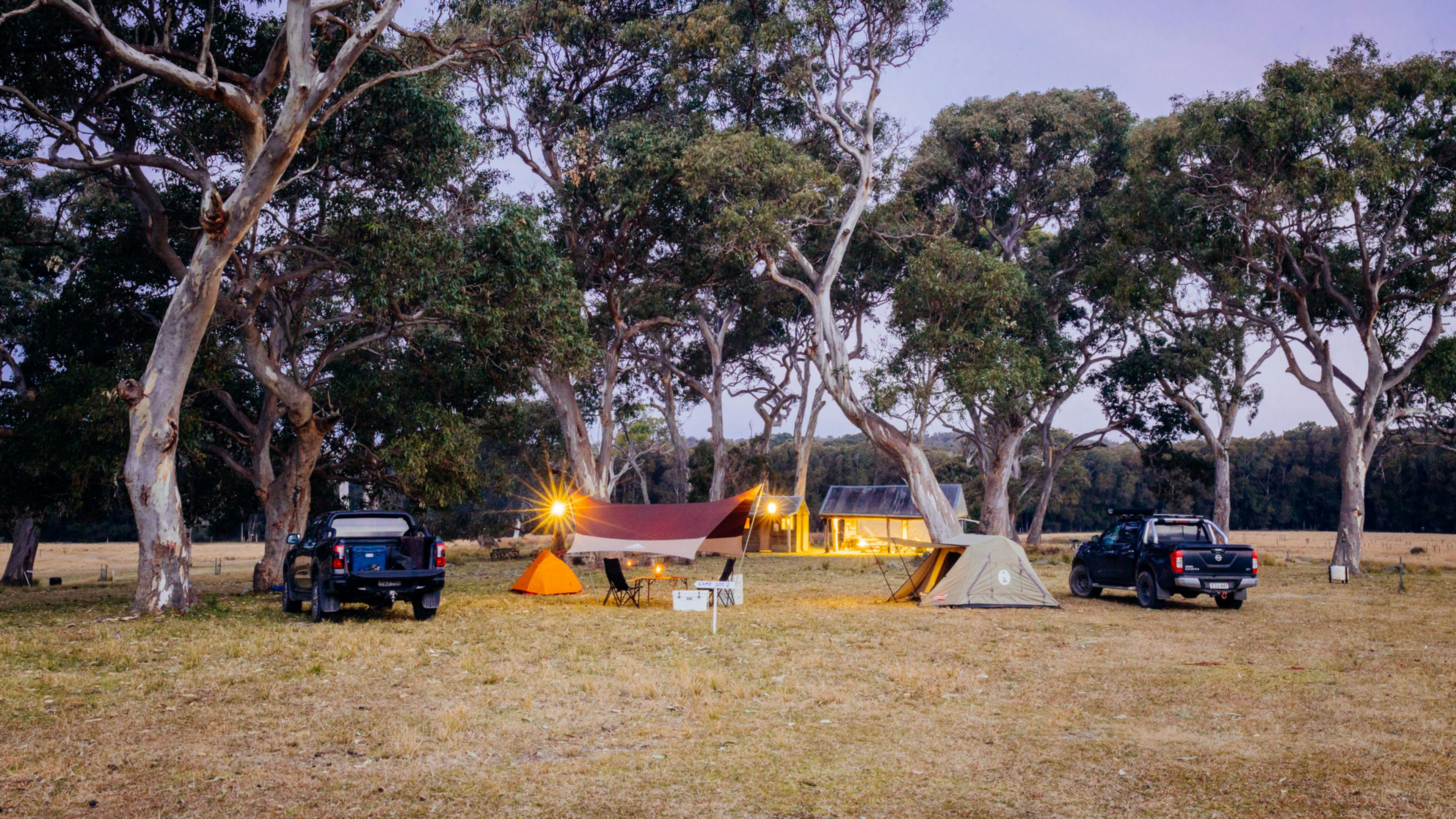 camp setup after the sunset