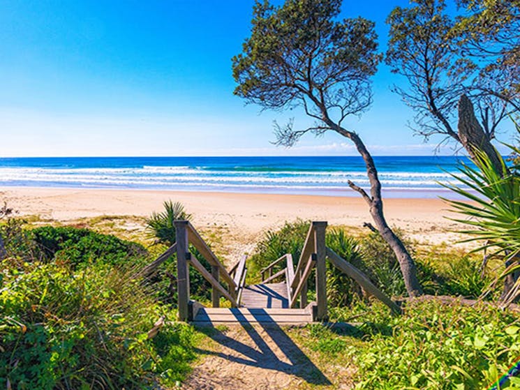 Stairs to the beach at Illaroo campground in Yuraygir National Park. Photo: Jessica Robertson &copy;