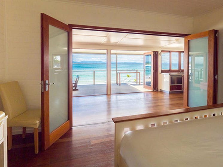 Ocean views from a bedroom in Imeson Cottage. Photo: Sera Wright/DPIE.
