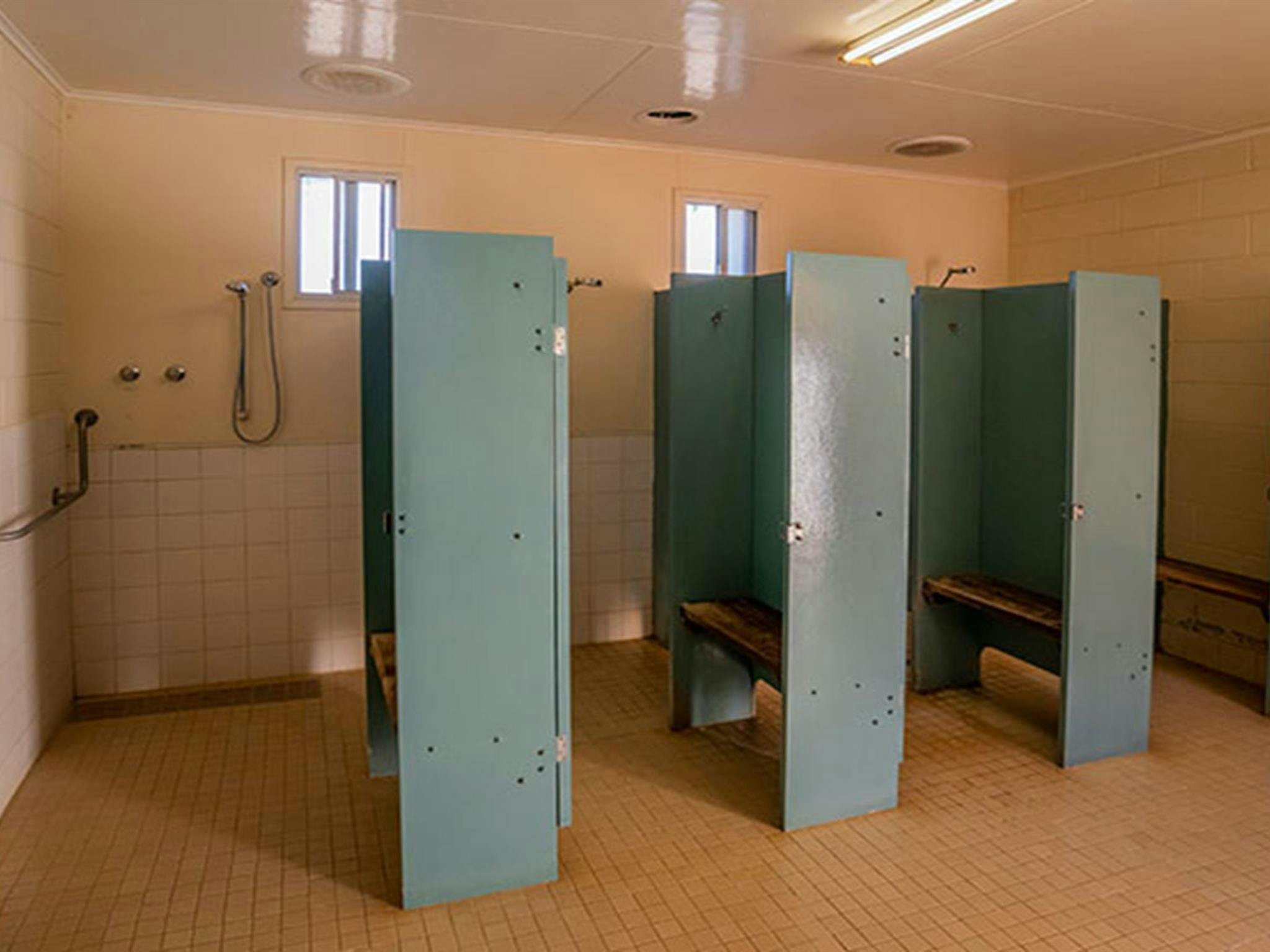 Shower block at Kinchega Shearers Quarters. Photo: John Spencer/DPIE
