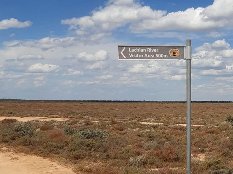The sign to Lachlan River campground in Kalyarr National Park. Photo: Jessica Murphy &copy; DPIE
