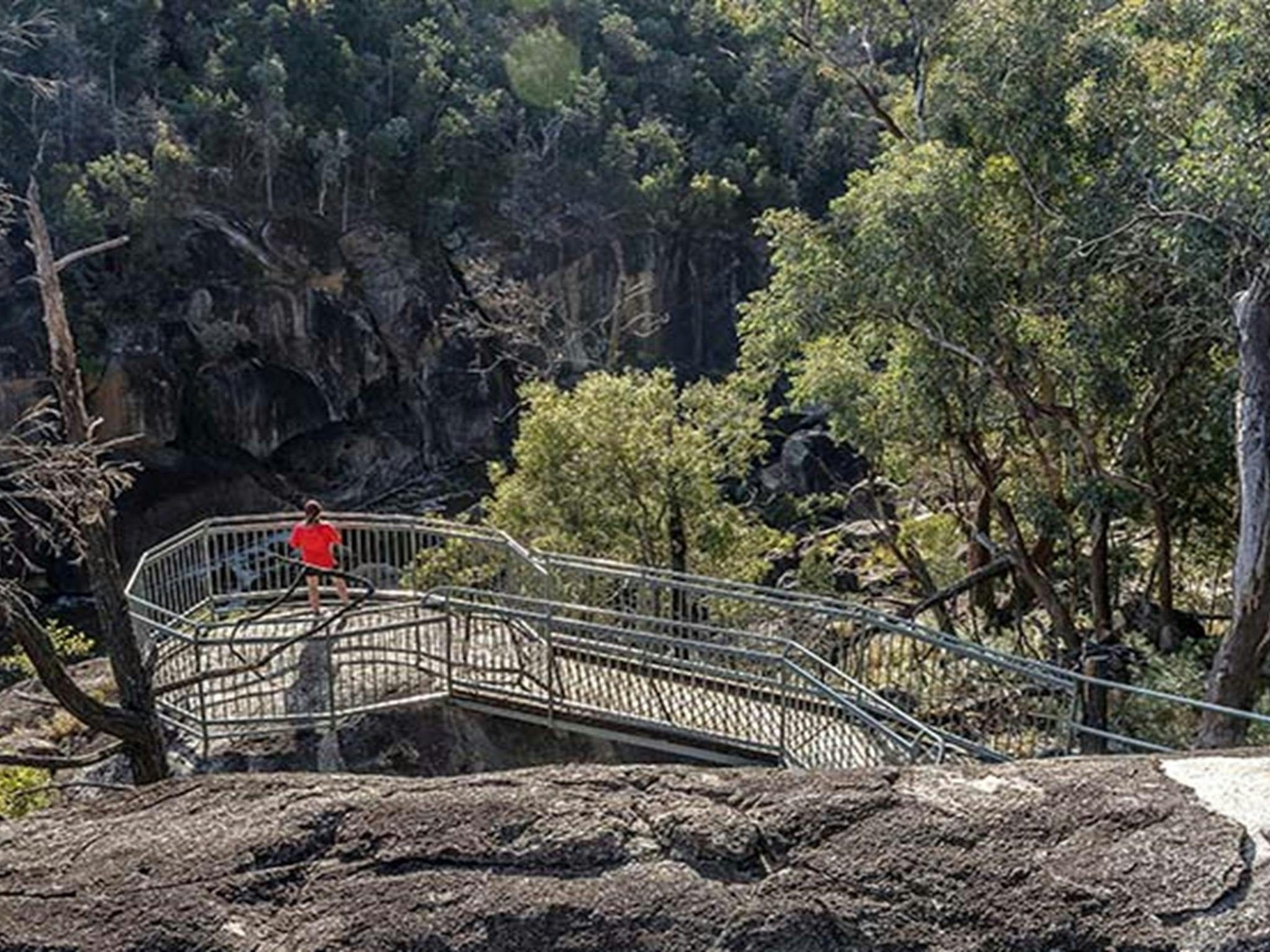 A person at Macintyre Falls lookout in Kwiambal National Park. Photo: DPE