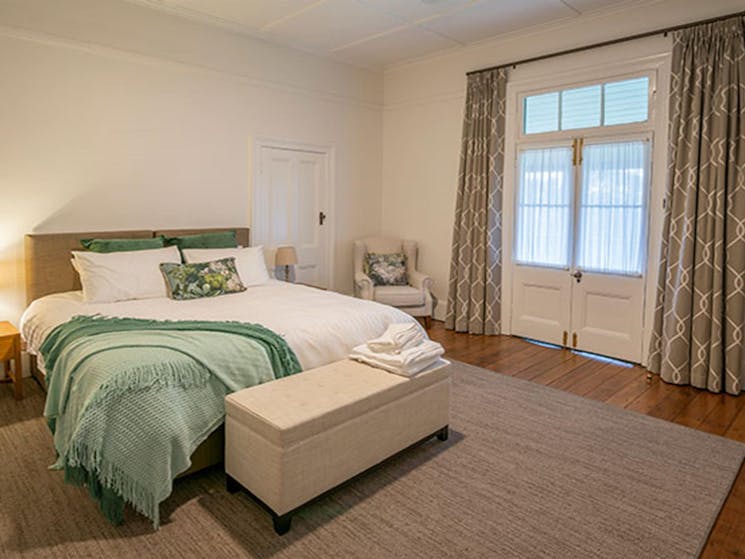 The master bedroom in Middle Head Officers Quarters, Sydney Harbour National Park. Photo: John