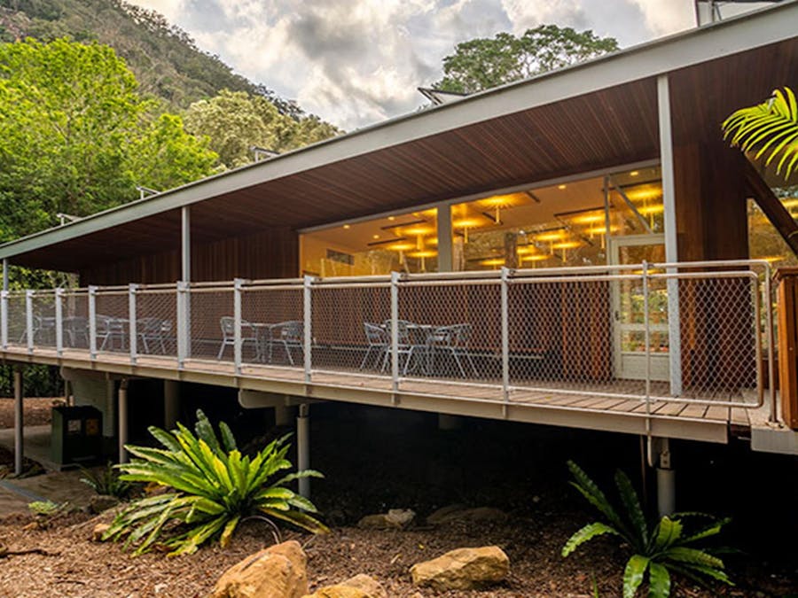 Exterior of Minnamurra Rainforest Centre with balcony in Budderoo National Park. Photo: John Spencer