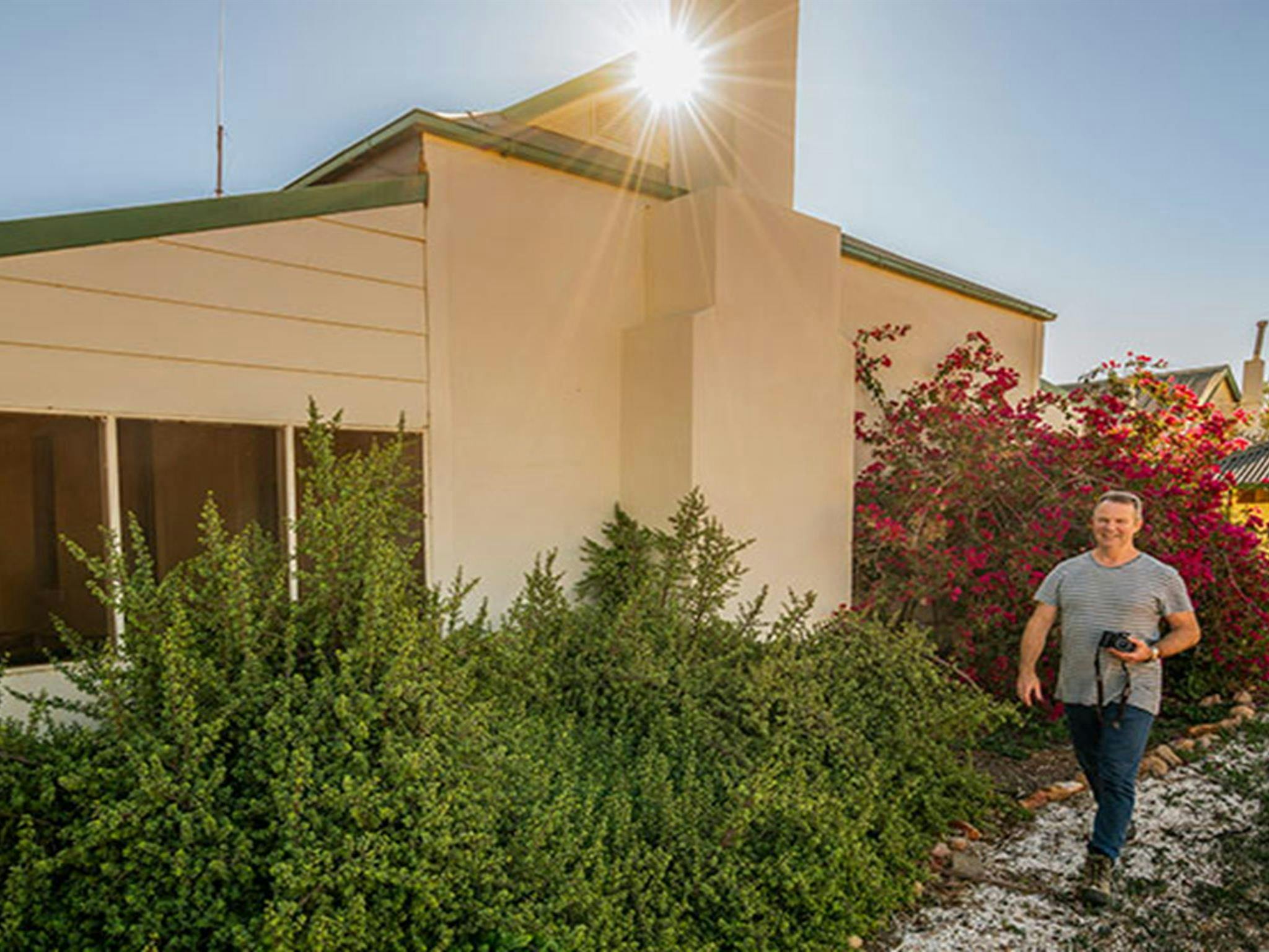 Mount Wood Homestead의 집 옆에서 자라는 부겐빌레아. 사진: John Spencer/DPIE.