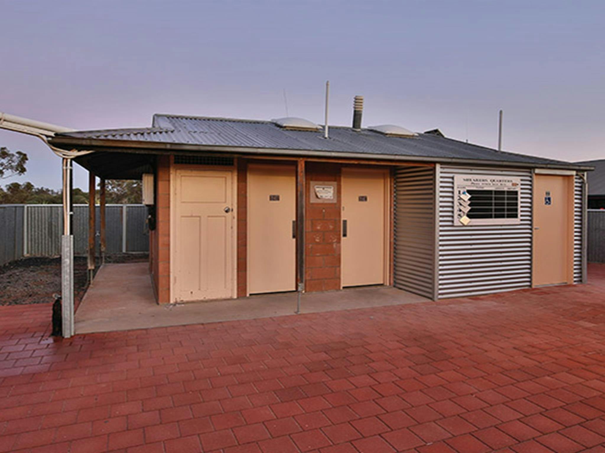 Exterior of bathroom block building at Mungo Shearers' Quarters accommodation. Photo: Vision House