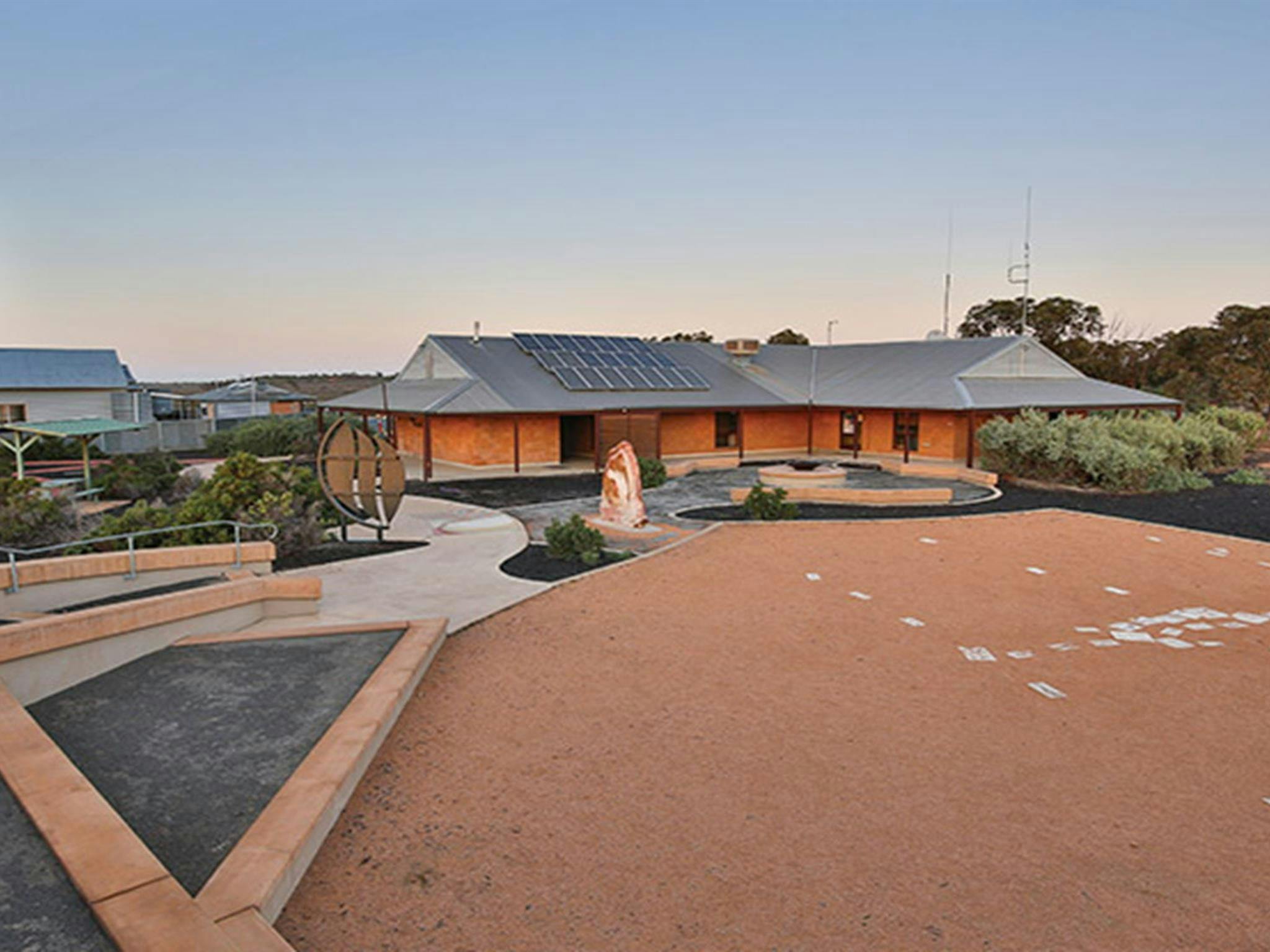 View of Mungo Visitor Centre from the carpark. Mungo National Park. Photo: Corey Brown &copy; OEH