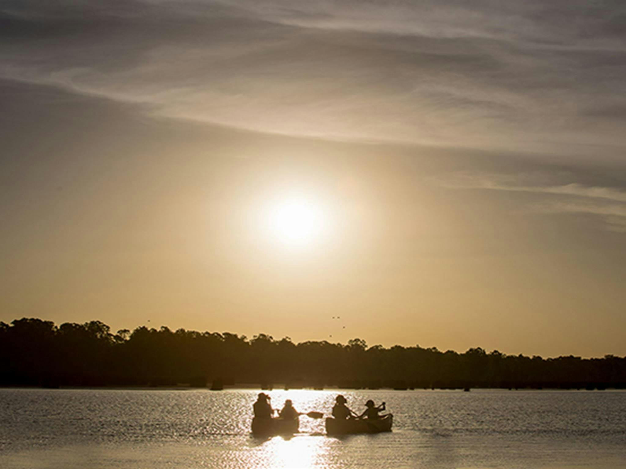 Paddlers on Barmah Lake at sunset, Barmah National Park. Photo: B Ferguson/OEH