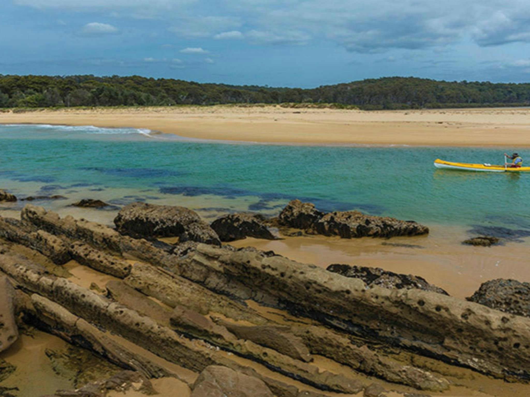 Person kayaking on Nelson Lagoon. Photo: David Finnegan &copy; OEH