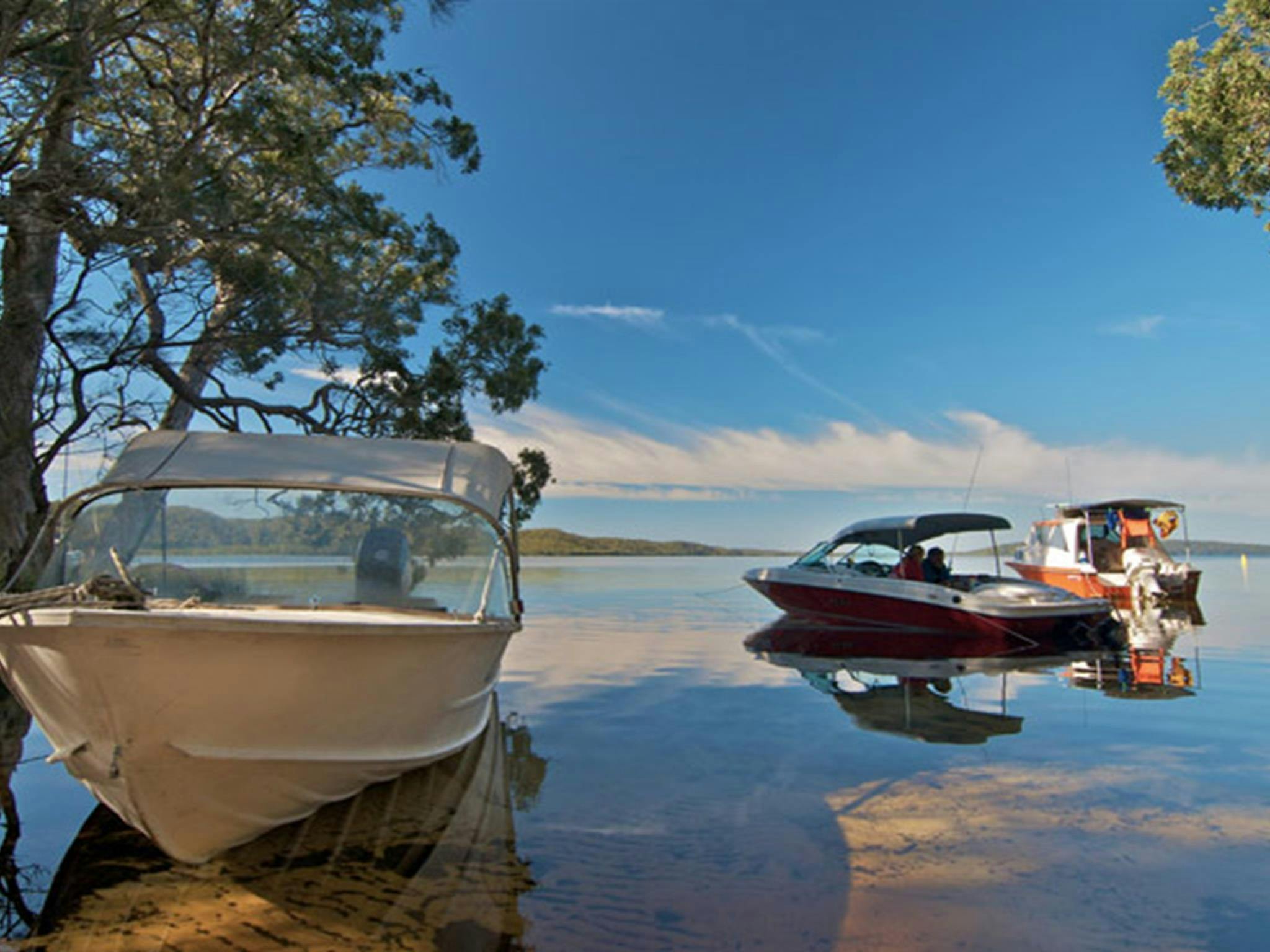 Neranie campground boats, Myall Lakes National Park. Photo: John Spencer/DPIE