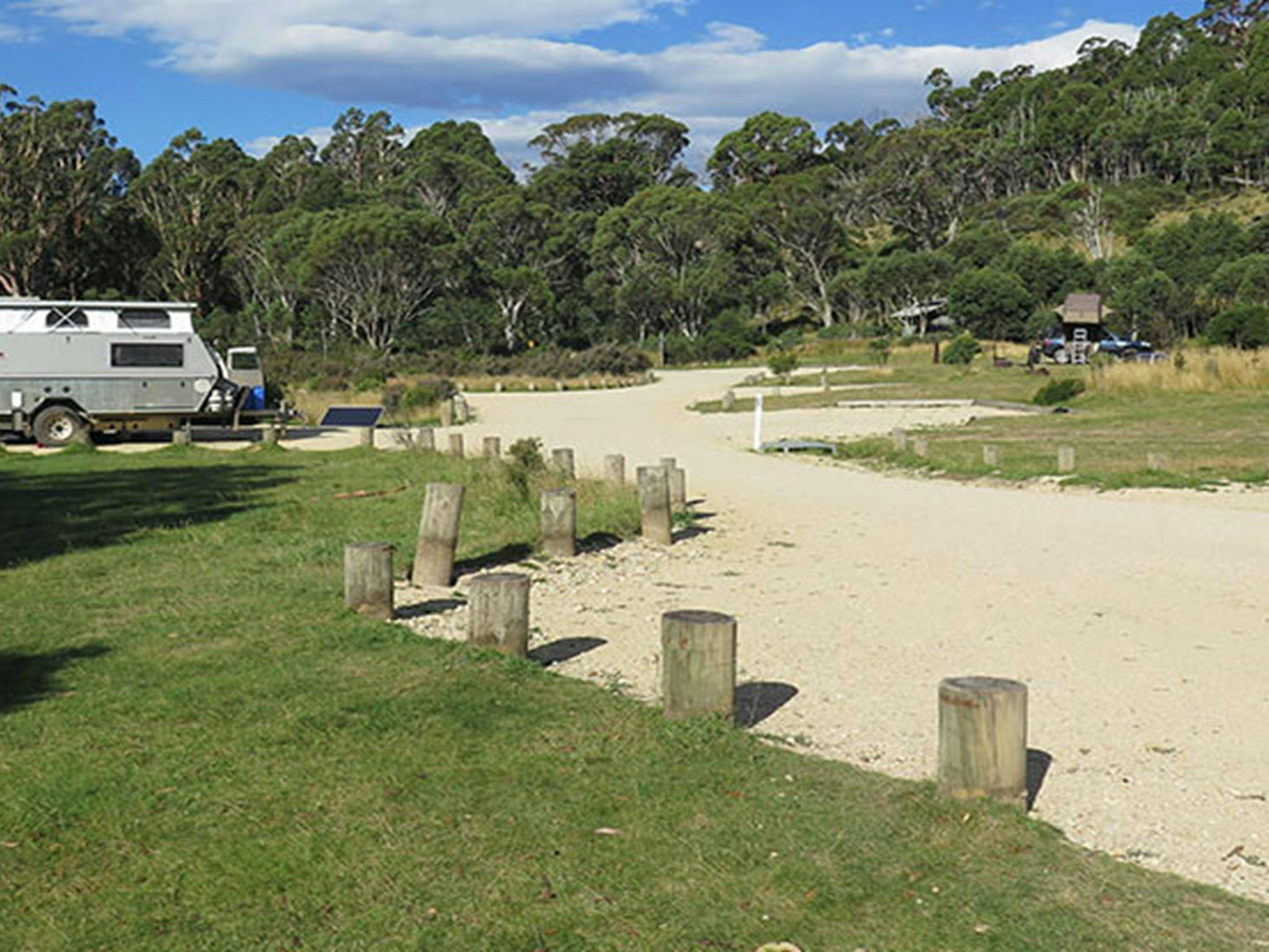 Camper trailer at Ngarigo campground, Kosciuszko National Park. Photo: E Sheargold/OEH