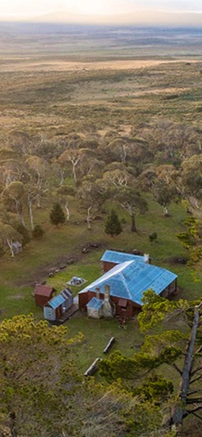 Aerial view of The Pines Cottage, Kosciuszko National Park. Photo: Rob Mulally/DPIE
