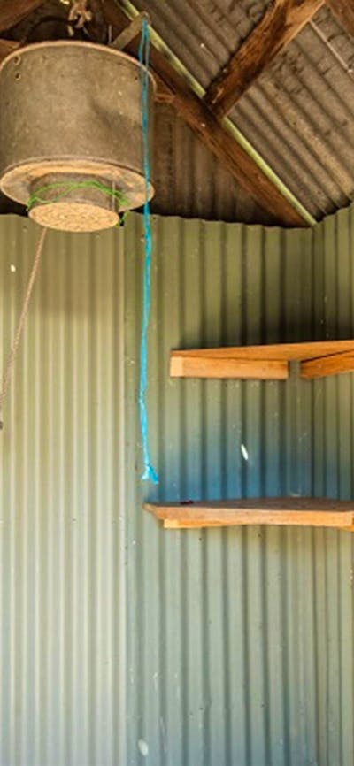 Shower in The Pines Cottage, Kosciuszko National Park. Photo: Murray Vanderveer/OEH
