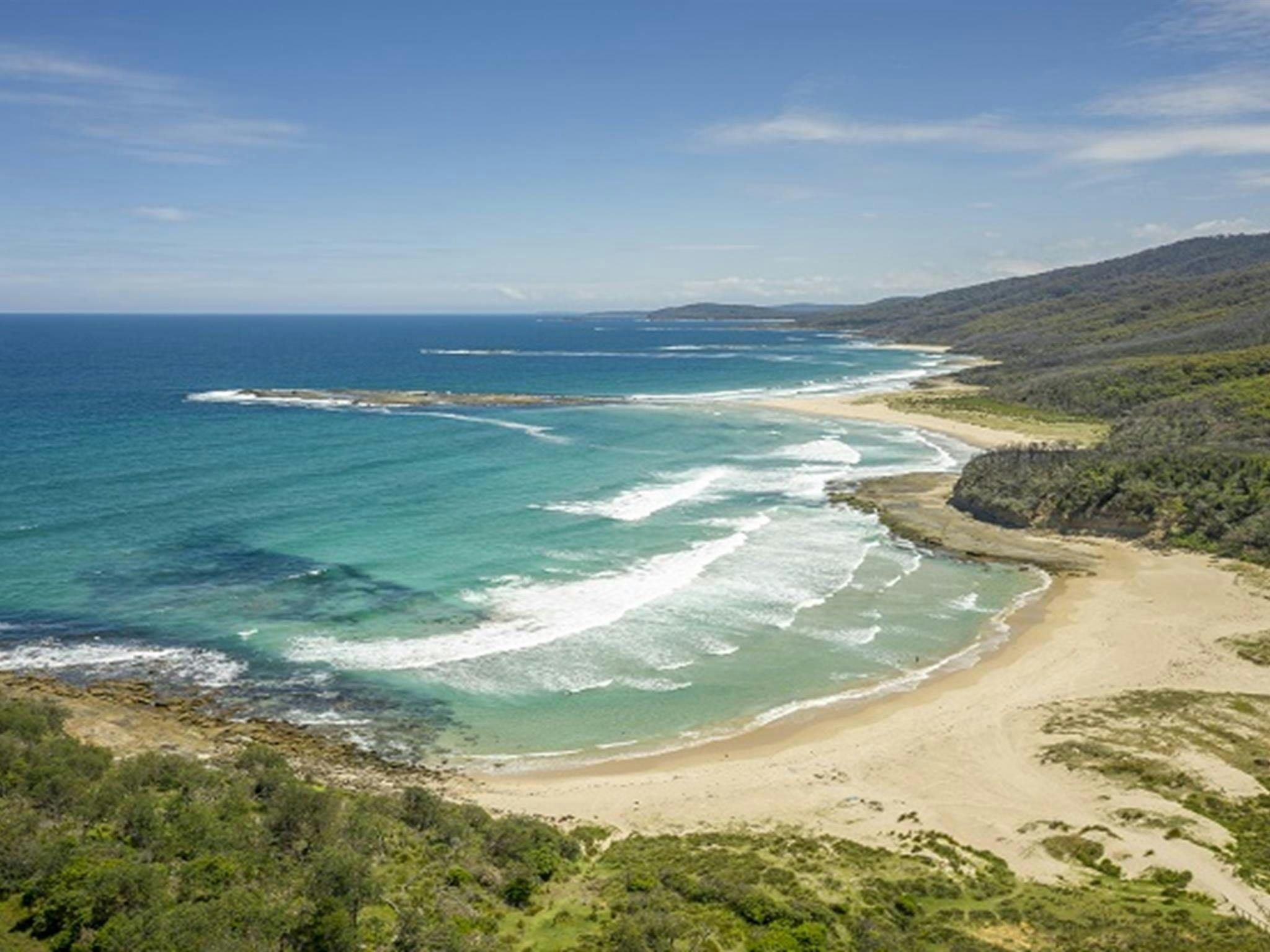 Pretty Beach and lawn, Murramarang National Park. Photo: John Spencer &copy; DPE