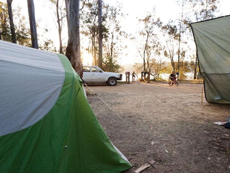 Red Gum campground tents, Clyde River National Park. Photo: Lucas Boyd/DPIE