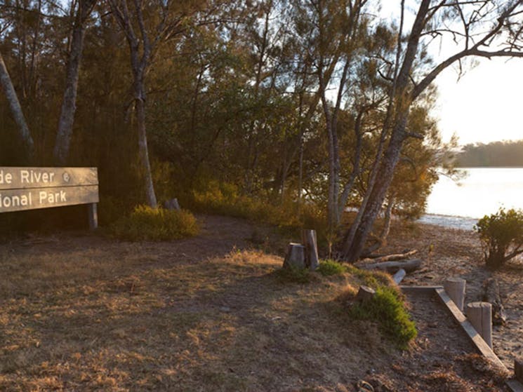 Red Gum campground sign, Clyde River National Park. Photo: Lucas Boyd/DPIE