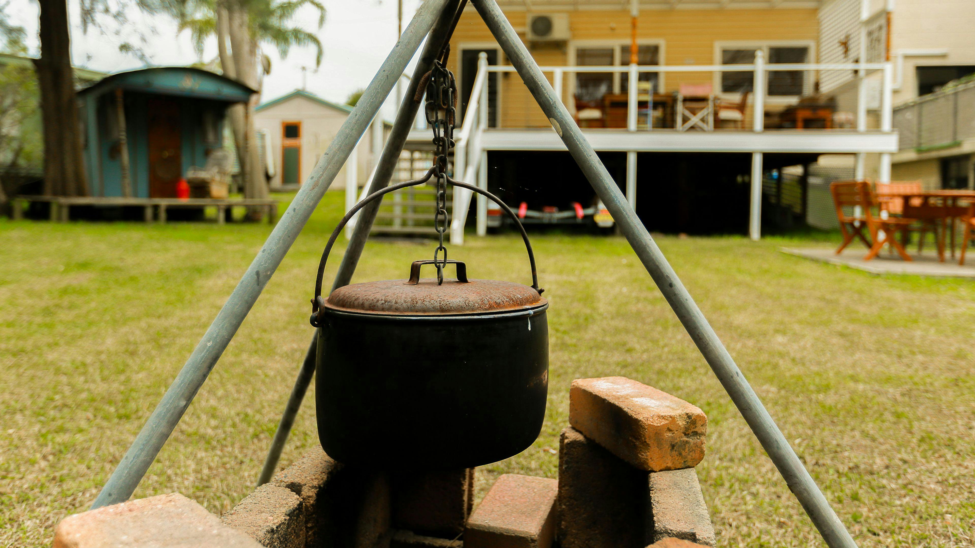 Fire pit in the backyard