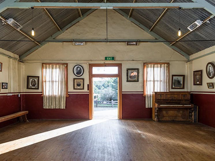 The interior of Royal Hall facing the door in Hill End Historic Site. Photo: Jennifer Leahy &copy;