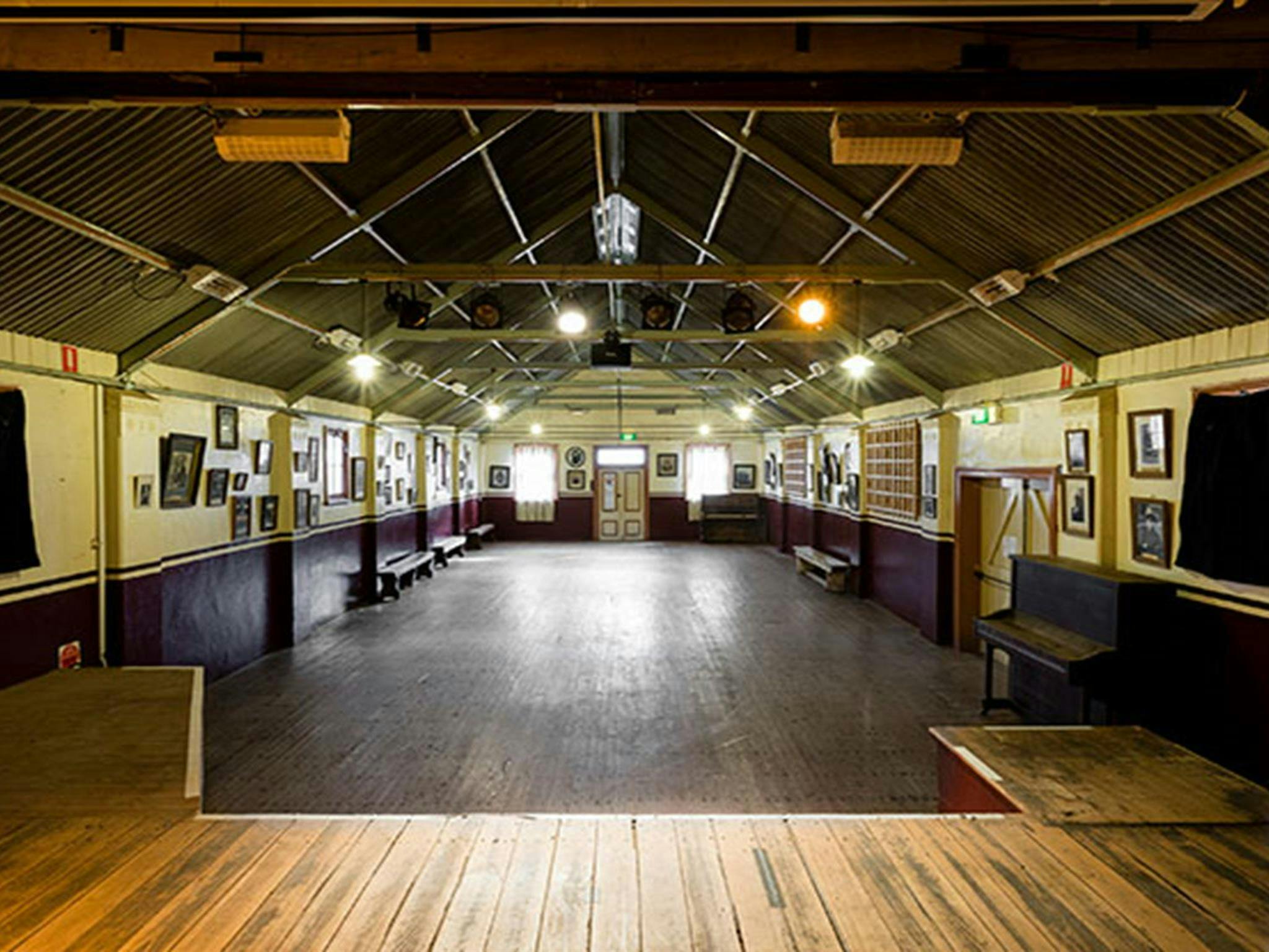 The view of Royal Hall's interior from the stage in Hill End Historic SIte. Photo: Jennifer Leahy