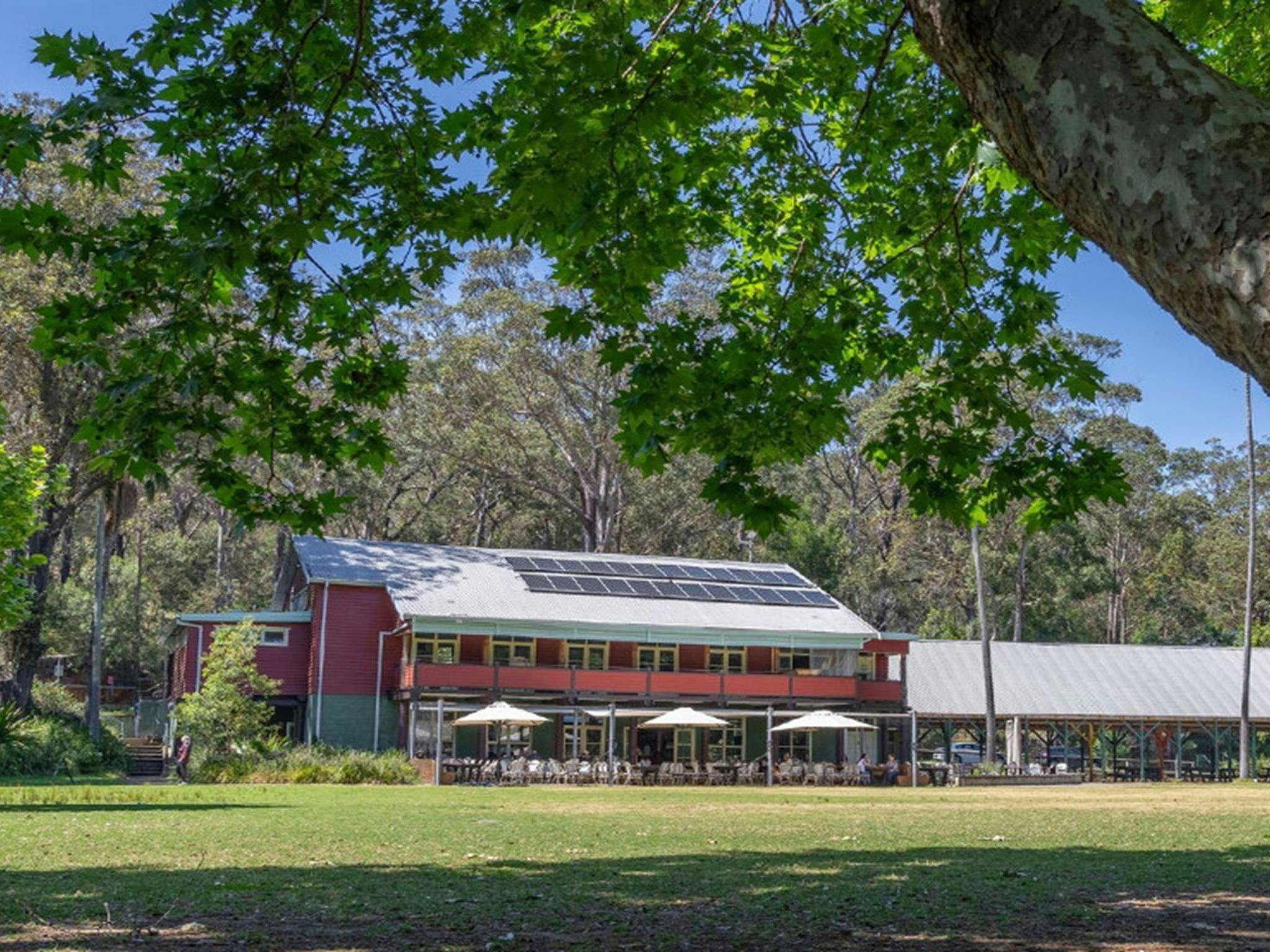 The exterior of Royal National Park Visitor Centre next to the historic Audley Dance Hall café and