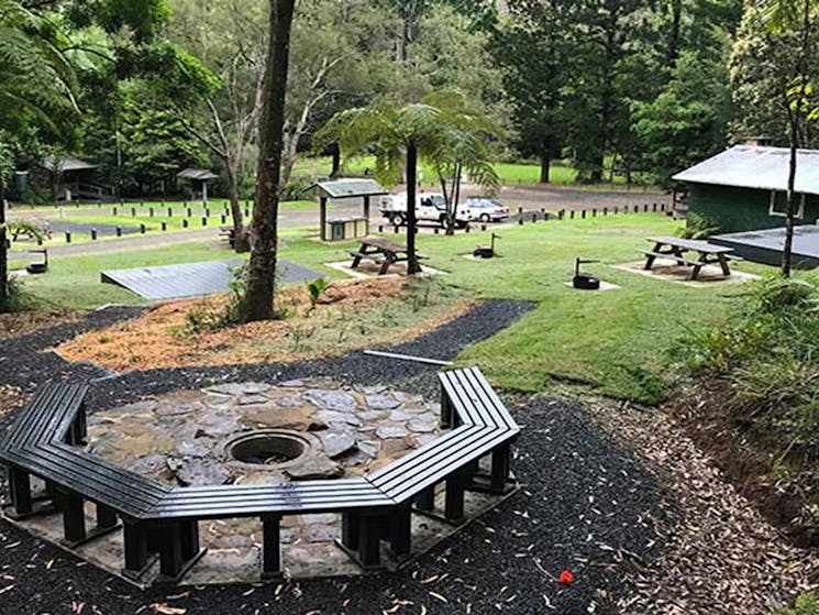 A seating area at Rummery Park campground. Photo: Andrew Fay/OEH