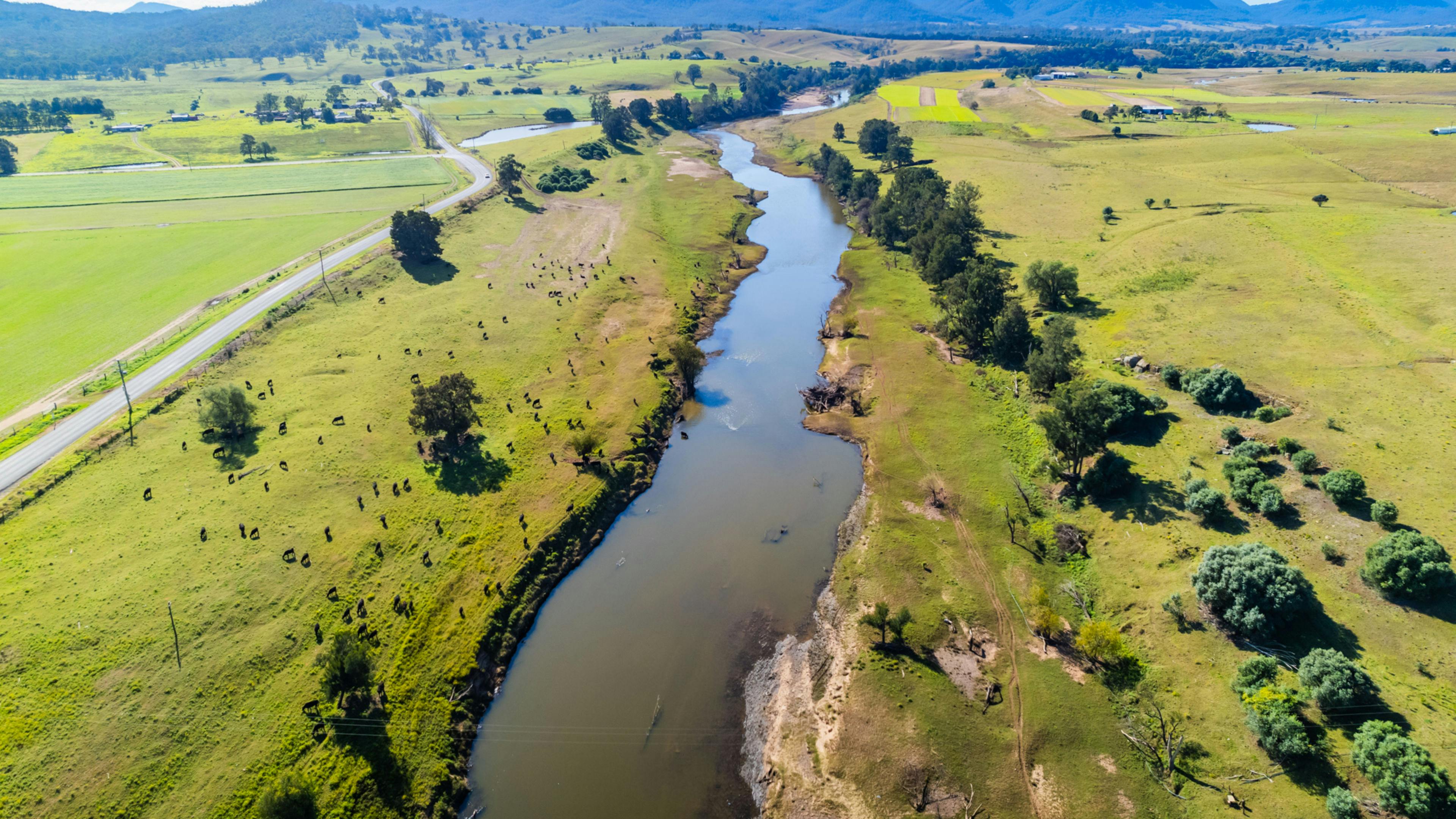 Birds eye view of the Hunter river