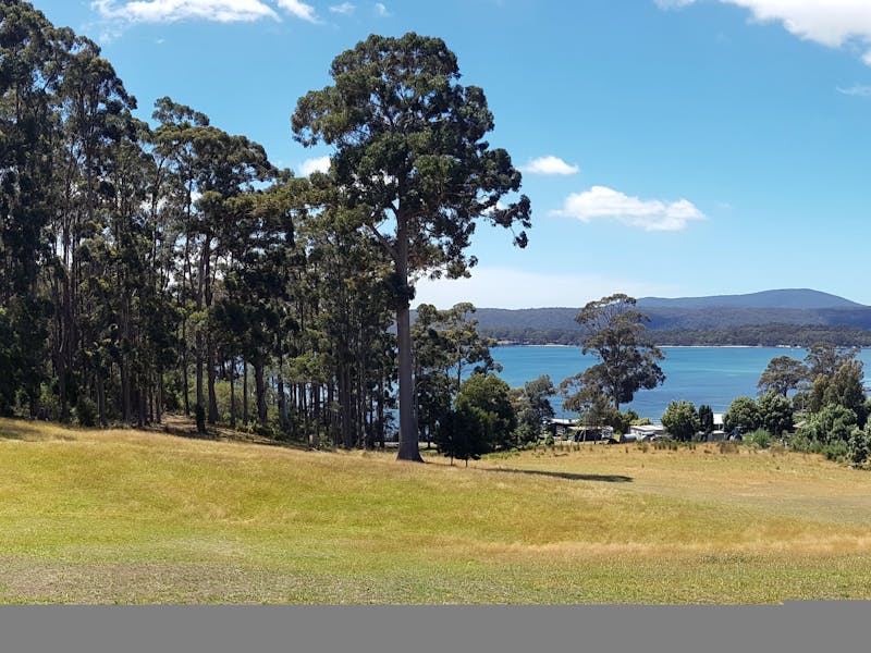 The view of Possum Bay from Semaphore Farm's main camping area.